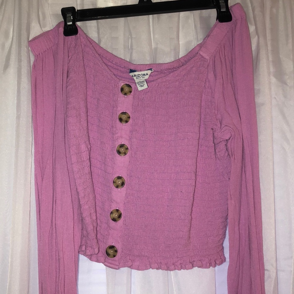 purple long sleeve shirt